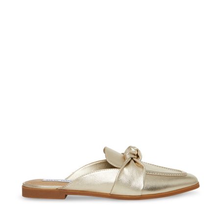 Gold Steve Madden Chart Leather Women's Mules | PH 0134IFG